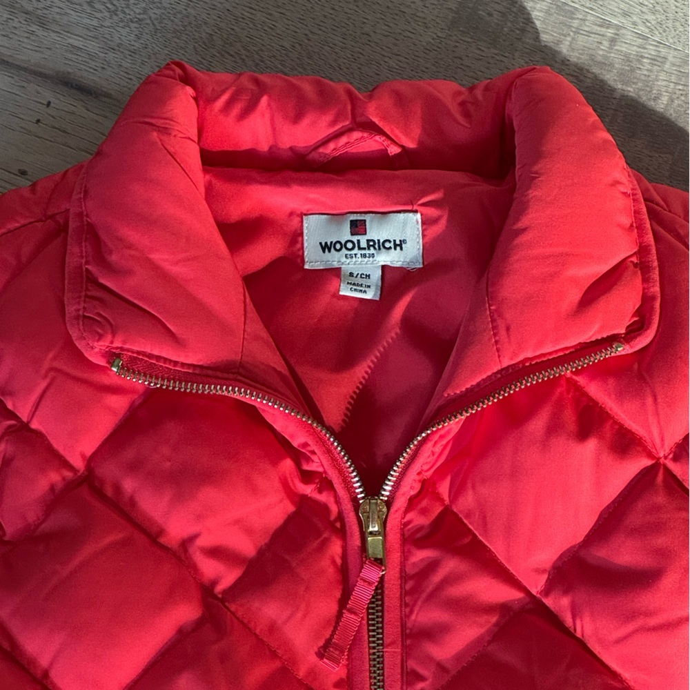 Woolrich Red Quilted Down Puffer Vest Duck Down Feather Fill Women’s Small - Picture 5 of 6